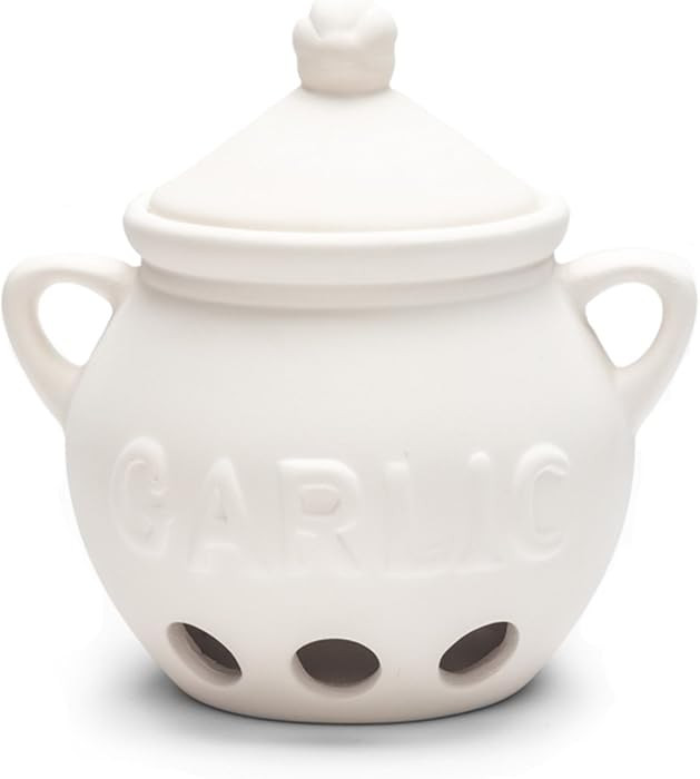 Fox Run Garlic Keeper and Storage, White Ceramic, 5.25" x 4.25" x 5.5" | Amazon (US)