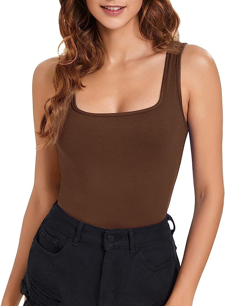 Verdusa Women's Casual Square Neck Sleeveless Slim Fitted Basic Tank Top | Amazon (US)