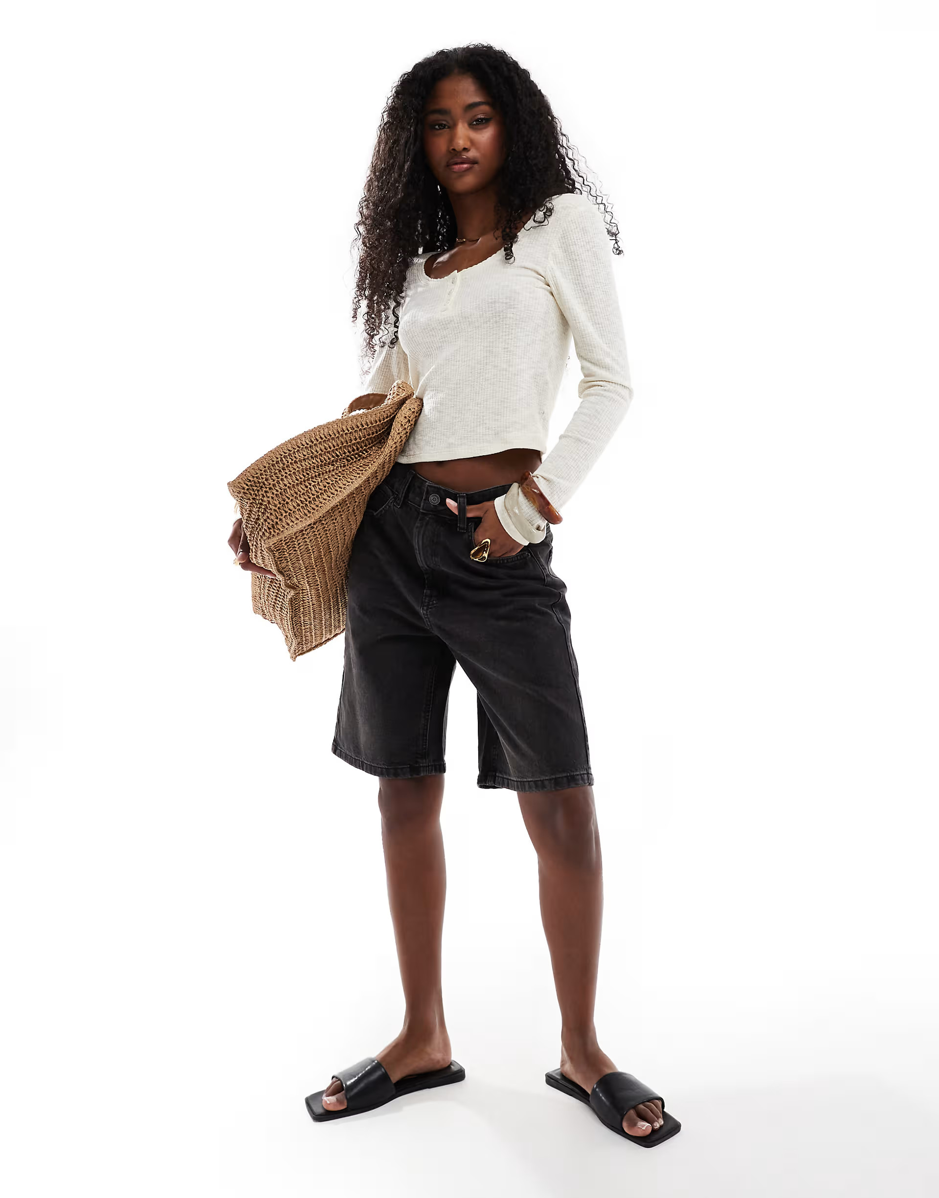 ASOS DESIGN denim bermuda shorts in washed black | ASOS | ASOS (Global)