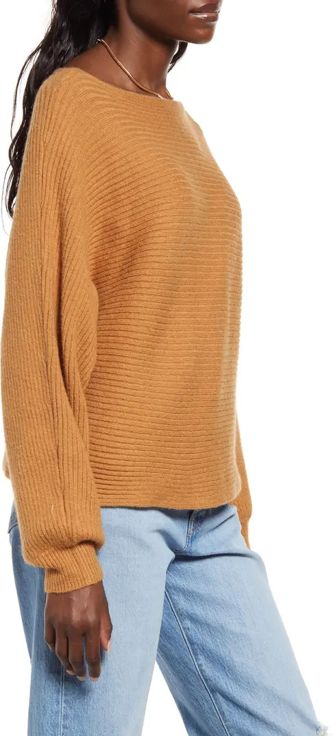 Open Edit Rib Dolman Sleeve Cotton Blend Sweater | Nordstrom | Nordstrom