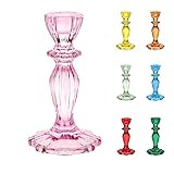 Talking Tables Boho Pink Glass Candlestick Holder Height 16cm One Size Glass Candle Holder,Large | Amazon (US)