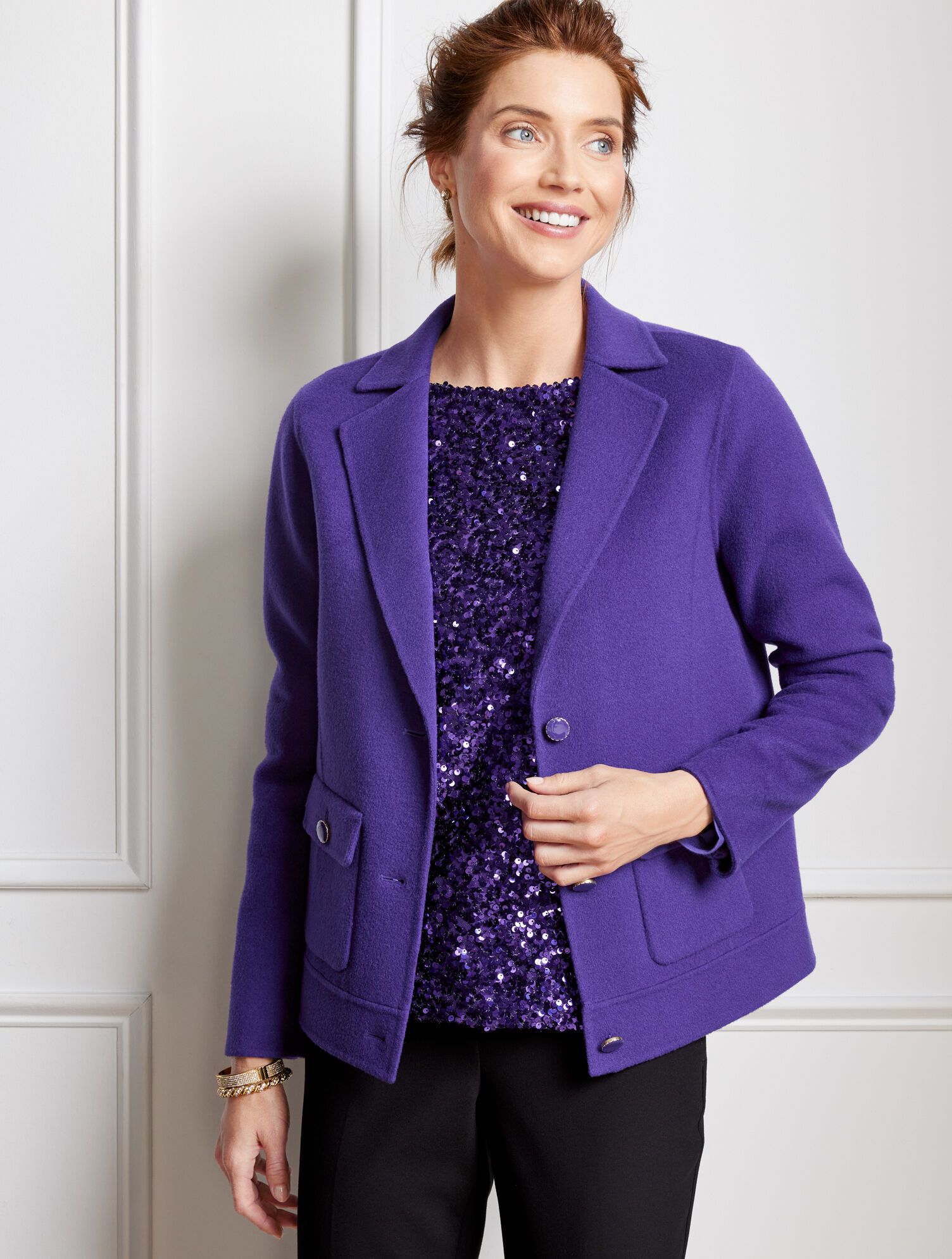 Double Face Wool Blend Cropped Jacket | Talbots