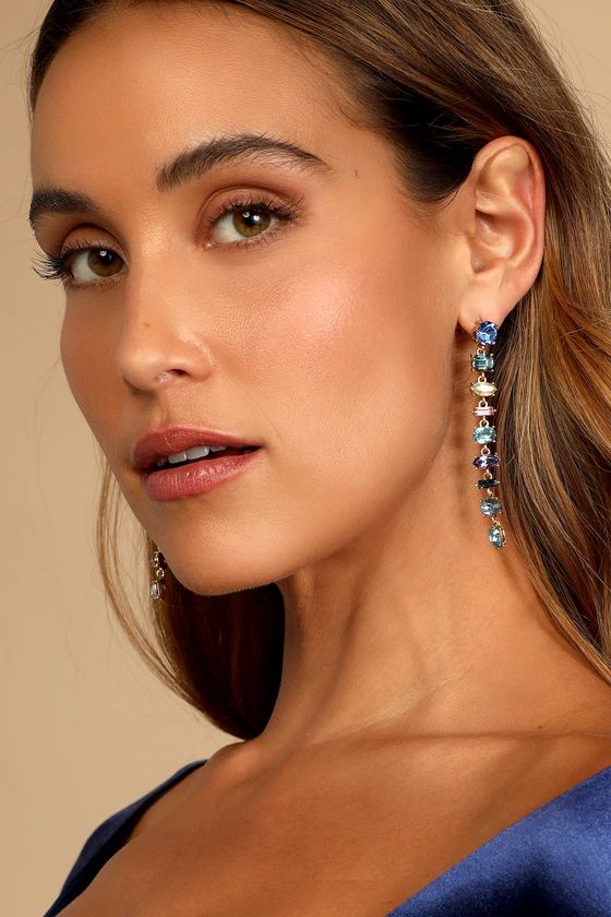 Mystical Beauty Blue Multi Rhinestone Drop Earrings | Lulus (US)