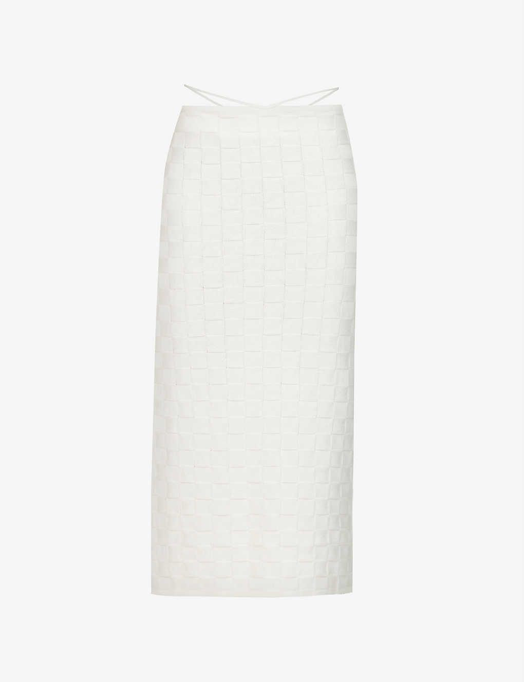 Nunca check-pattern cotton-blend knitted midi skirt | Selfridges