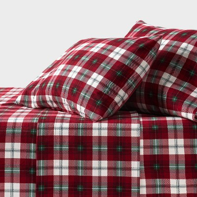 Full Holiday Flannel Sheet Set Red Plaid - Threshold™ | Target