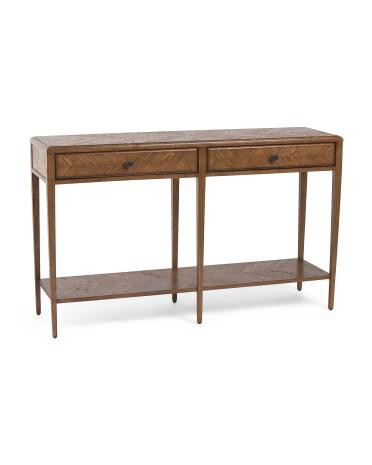 56.5x16x34 nova oak two frieze drawers console table | TJ Maxx