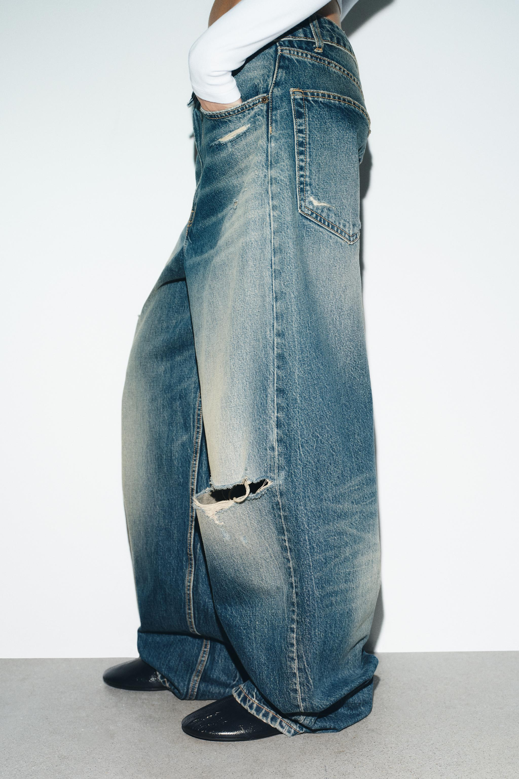 TRF MID-RISE FOLDED WAIST JEANS | Zara US