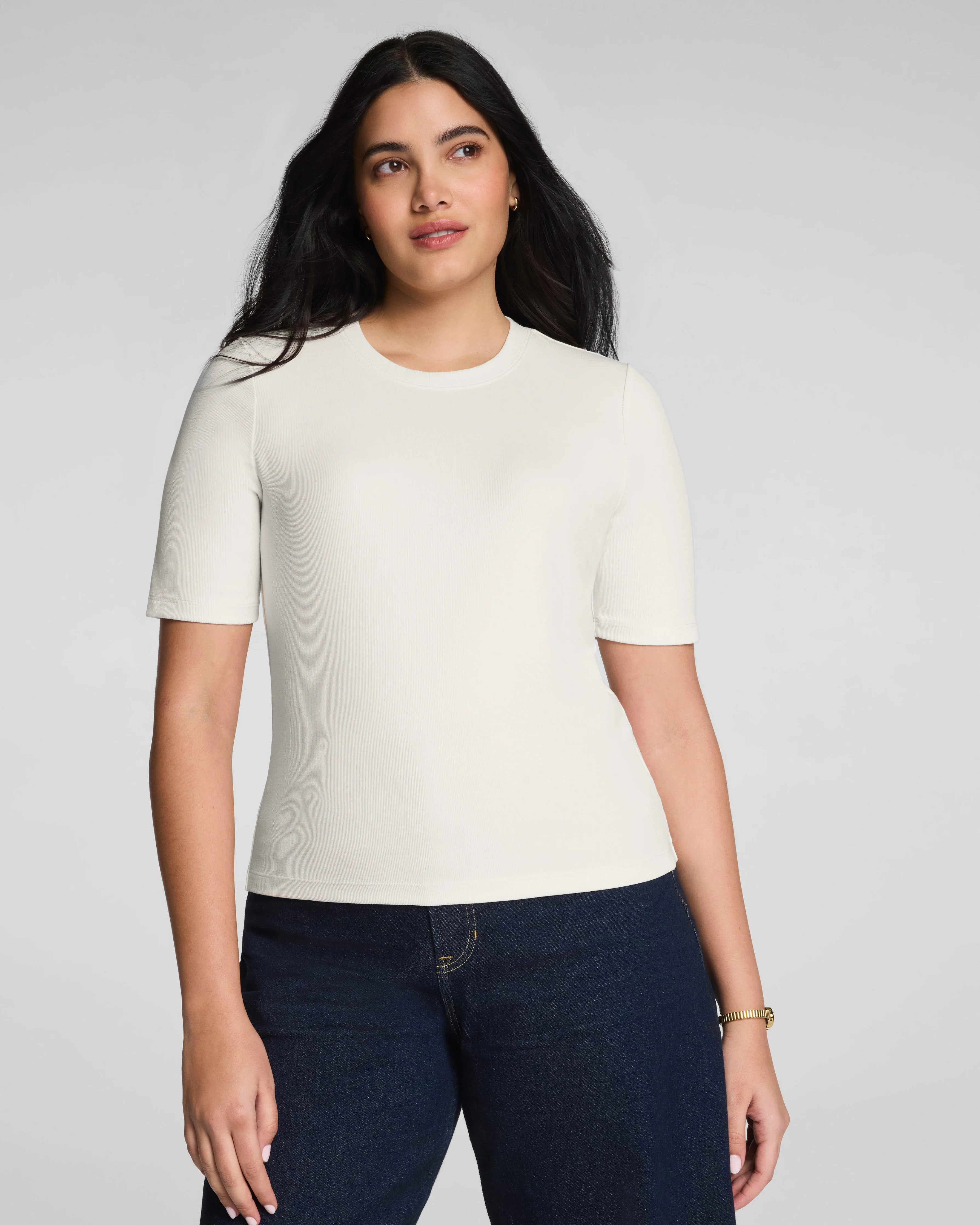Ribbed Knit Crewneck Tee - Ultra-Soft Wardrobe Staple | SPANX | Spanx