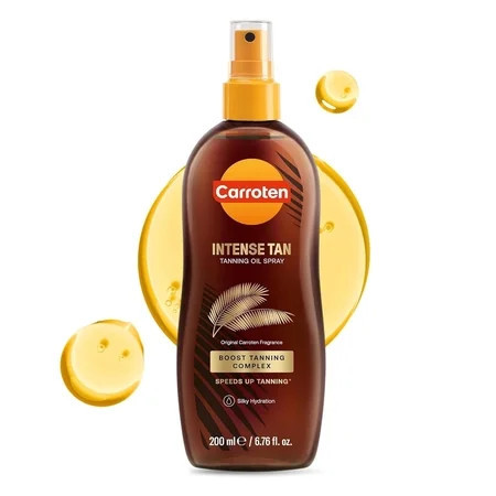 Carroten Intensive Tanning Oil Spray | Browning Tan Accelerator | Vitamin E and Carrot & Coconut Oils | Water-Resistant Silky Hydration | Coconut Fragrance | Made in Greece | 6.7 oz | Walmart (US)