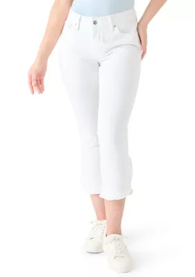 Crown & Ivy Women's Petite Ruffle Hem Cropped Pants, White, 14P | Belk