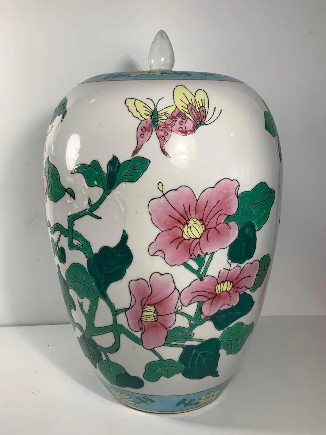 Vintage Asian Morning Glory Flower Large Porcelain Ginger Jar 14 In. - Etsy | Etsy (US)