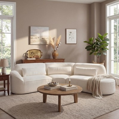 123" Modern Curved Sectional Sofa with Chaise Lounge, 3pcs Fully Assembled Sofa Couch for Living Room, Beige - ModernLuxe | Target