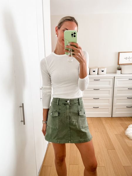 Green denim skirt 🤌🏼 size down as it runs big

#LTKSeasonal