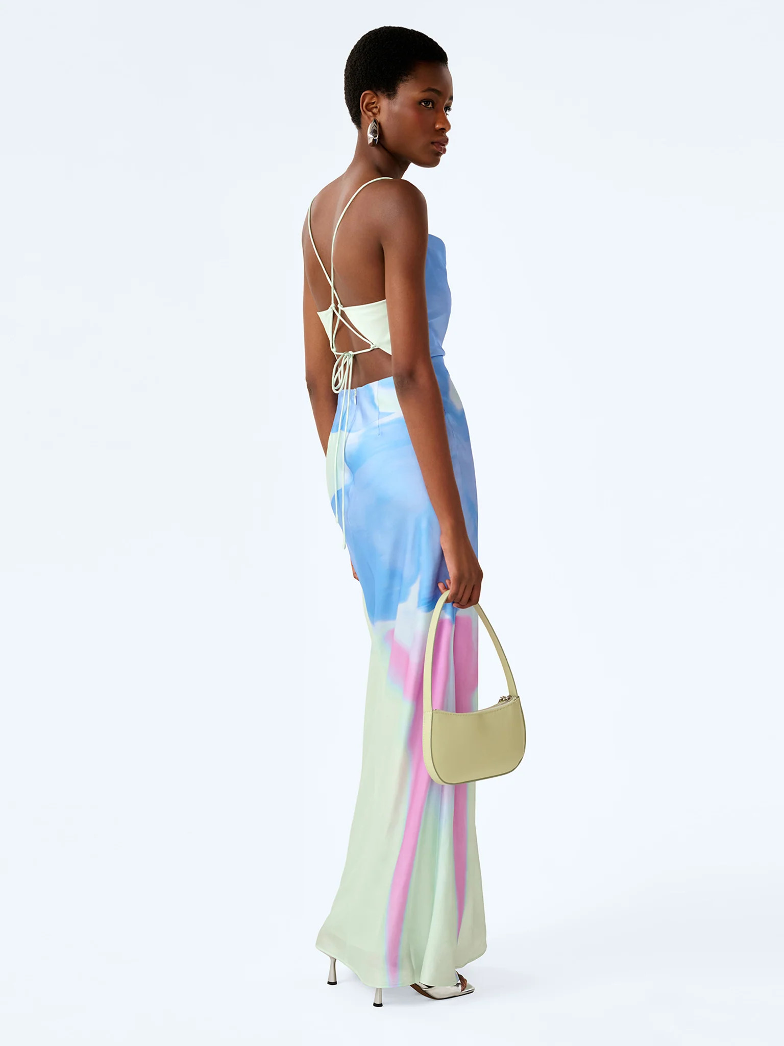 Ginny Dress in Mint Glitched Floral Placement | OMNES UK