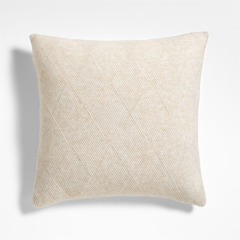Diamond Knit 20"x20" Travertine Beige Throw Pillow with Feather Insert + Reviews | Crate & Barrel | Crate & Barrel