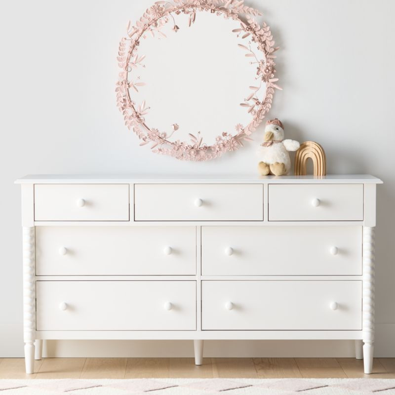 Jenny Lind 62" White Wood Extra Wide 7-Drawer Kids Dresser + Reviews | Crate & Kids | Crate & Barrel