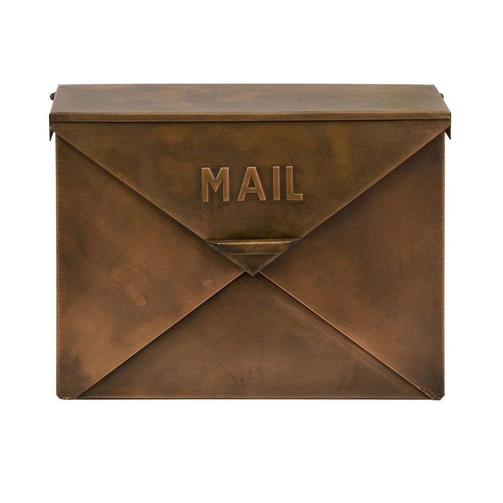 Spacious Envelope Shaped Wall Mount Iron Mail Box, Copper Finish (Brown) | Bed Bath & Beyond