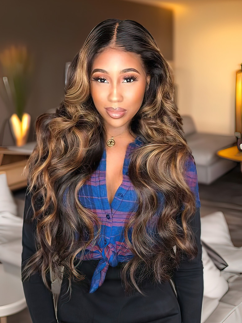 UNice Balayage Highlight Human Hair Weave #FB30 Body Wave Hair Bundles 3 Bundle Deals | UNice