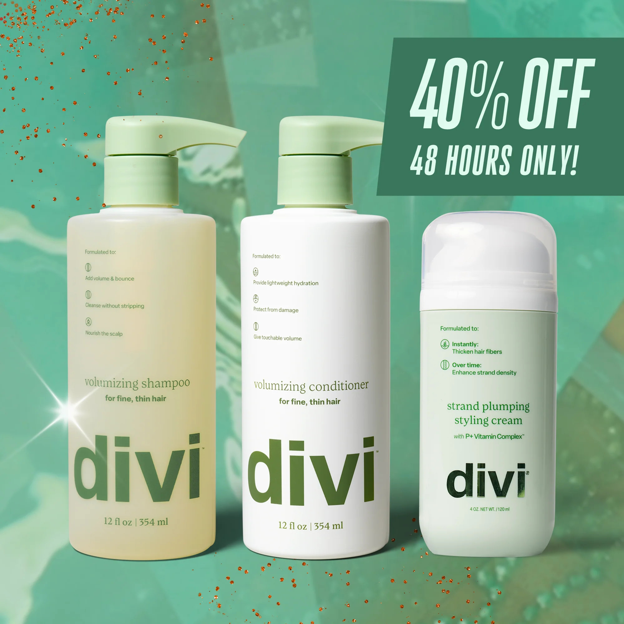 Major Volume Bundle | Volume Shampoo & Conditioner and Strand Plumping Styling Cream | Divi Official LLC