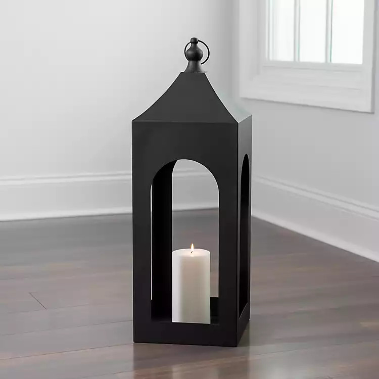 Matte Black Hampshire Metal Lantern, 36 in. | Kirkland's Home