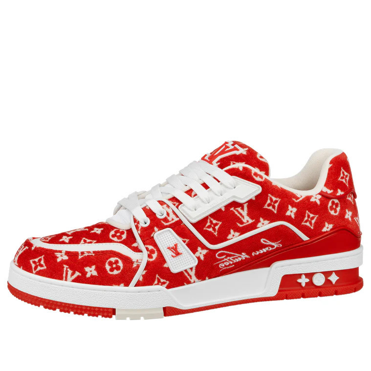 LOUIS VUITTON LV Trainer Sneakers 'Red Monogram' | KICKS CREW