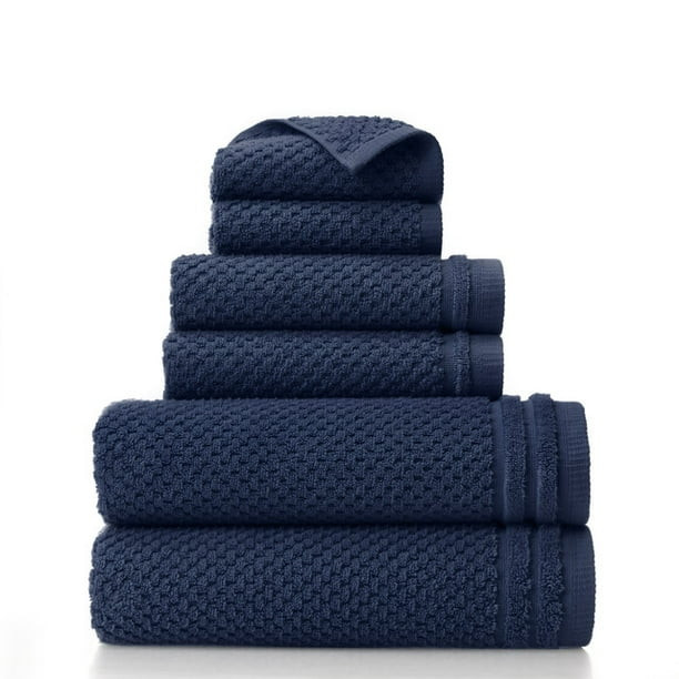 Gap Home Sculpted Organic Cotton 6 Piece Bath Towel Set Navy | Walmart (US)