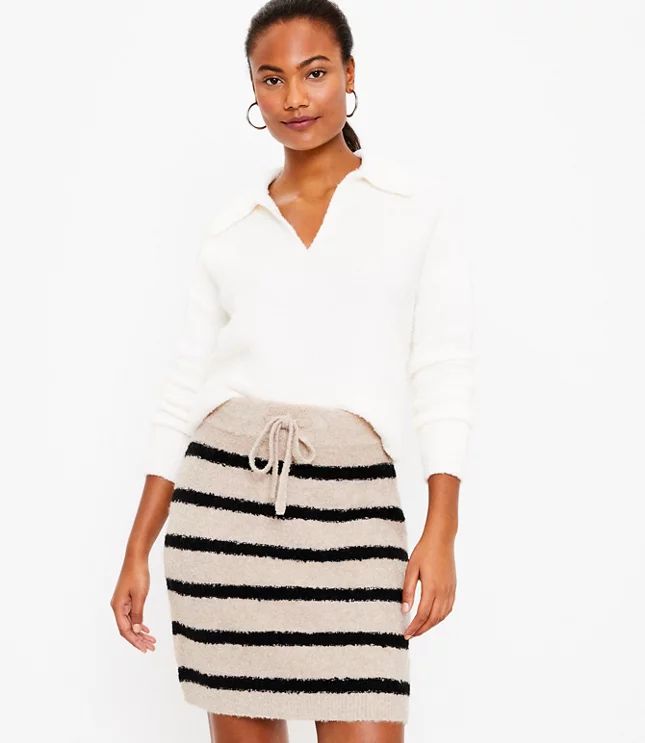 Striped Boucle Drawstring Sweater Skirt | LOFT