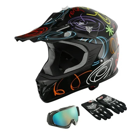 TCMT DOT Dirt Bike Helmet for Kids with Goggles & Gloves for Motocross Offroad Street Motorcycle You | Walmart (US)
