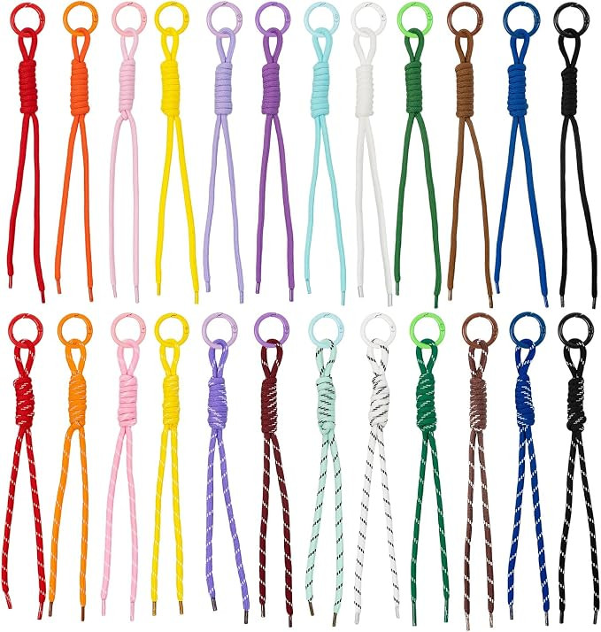 24PCS Cute Nylon Paracord Keychain with 24Pcs Key Rings Braided Rope Keychain Y2k Vintage Bag Cha... | Amazon (CA)
