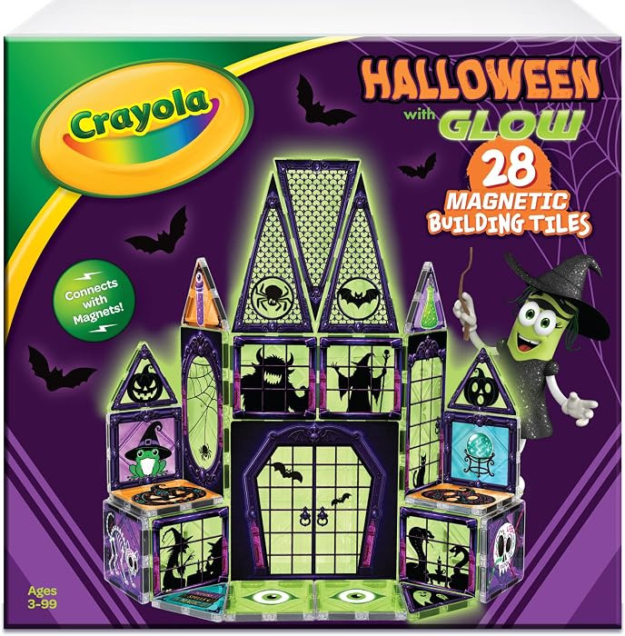 CreateOn Crayola Halloween Glow Magnetic Haunted House Tiles Set, Building Set for Kids, STEM Toy... | Amazon (US)