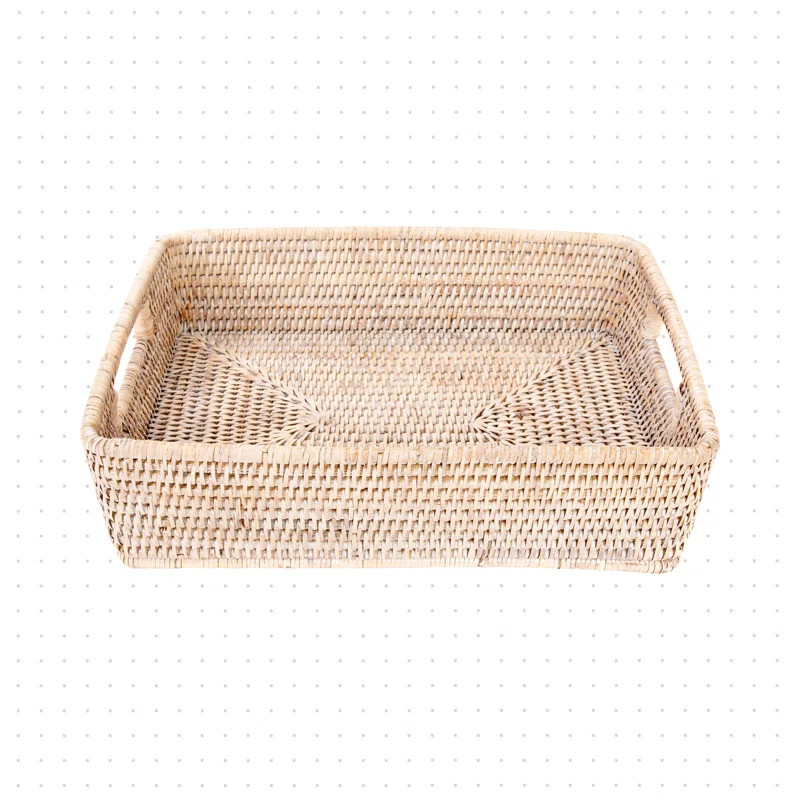 Rattan Rectangular Basket with Rounded Corners and Cutout Handles | Wayfair Professional