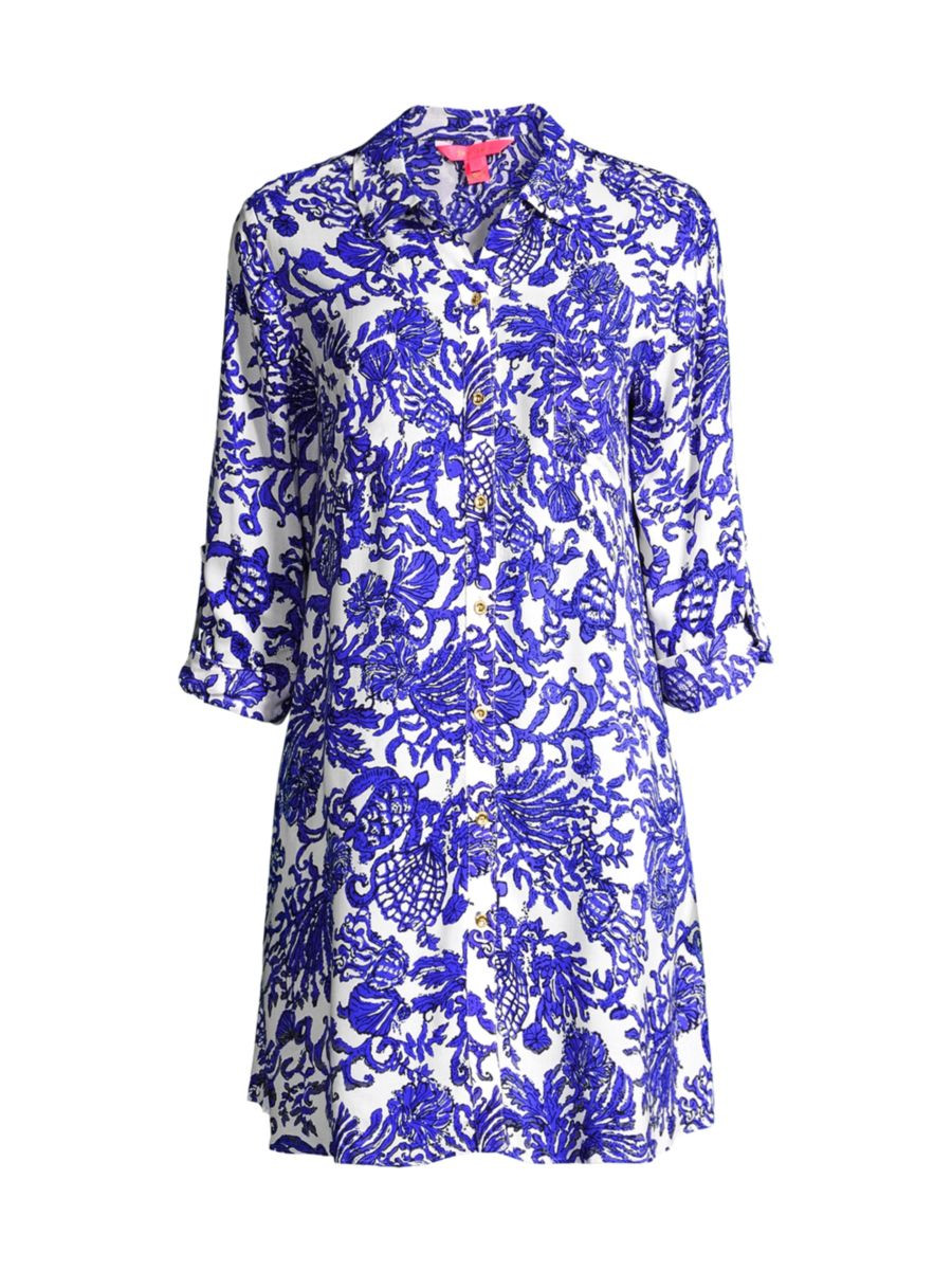 Natalie Coral Cover-Up Shirtdress | Saks Fifth Avenue