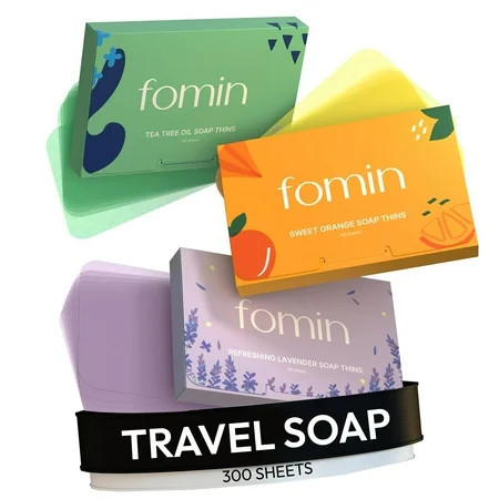 FOMIN - Antibacterial Paper Soap Sheets for Hand Washing - (300 Sheets) Orange, Tea Tree, Lavender Portable Travel Dissolvable Camping Mini Soap, Portable Soap Sheets | Walmart (US)