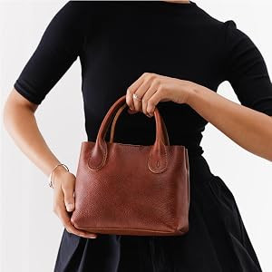 Portland Leather Goods Raindrop Crossbody Bag \u2013 Leather Purse w/Carrying Handles \u2013 Hand... | Amazon (US)