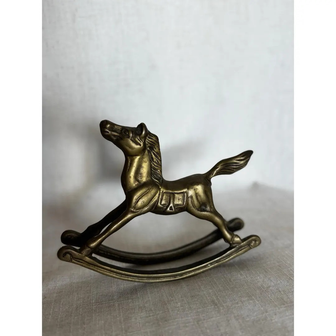 Vintage Solid Brass Rocking Horse Figurine Paperweight 8" x 5.5" Heavy 1.8 lbs | Etsy (US)