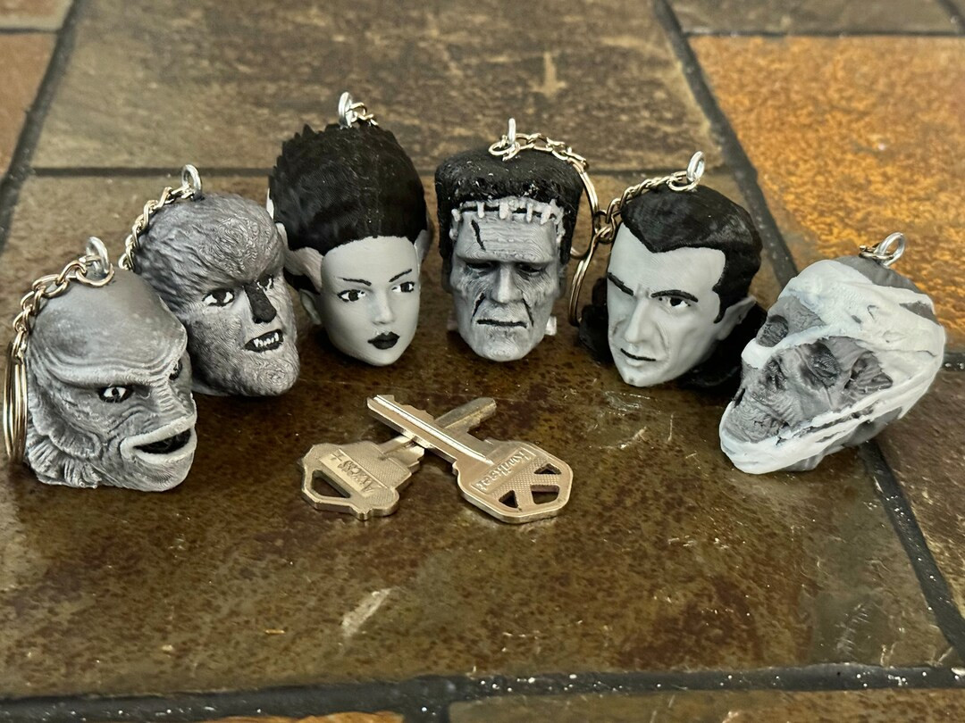 3D Universal Monsters Heads Keychain / Charms! Frankenstein, Bride, Dracula, Wolfman, Mummy, Crea... | Etsy (US)