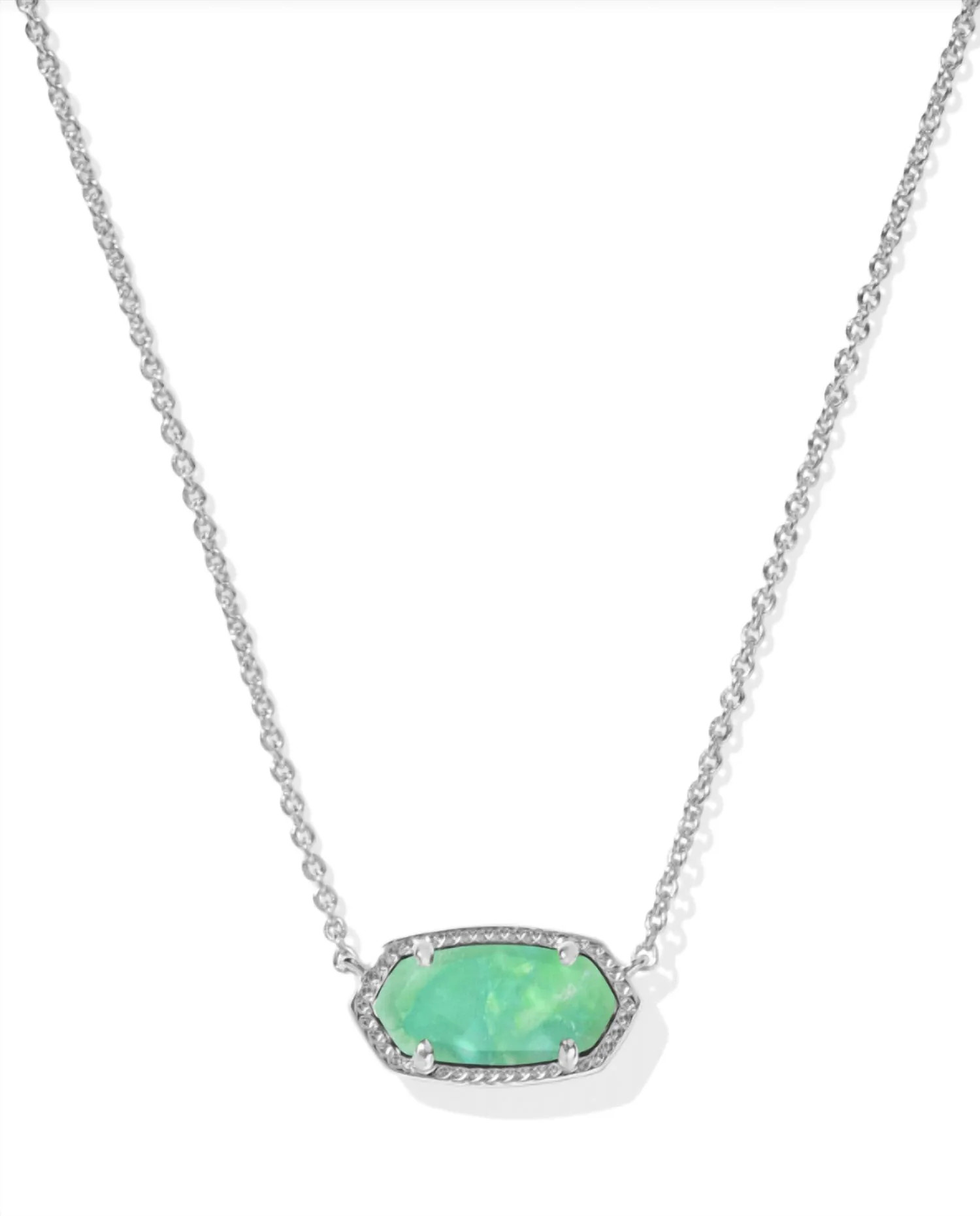 Women's Elisa Pendant Necklace In Rhodium Mint Iridescent Abalone | Shop Simon