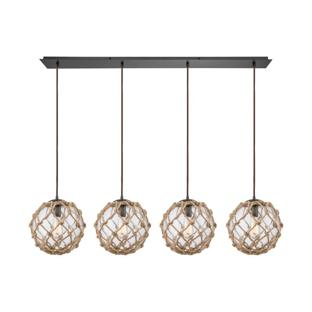 Coastal Inlet 4-Light Linear Pan Pendant, Oil Rubbed Bronze (Coastal Inlet 4-Light Linear Pan Pendan | Bed Bath & Beyond