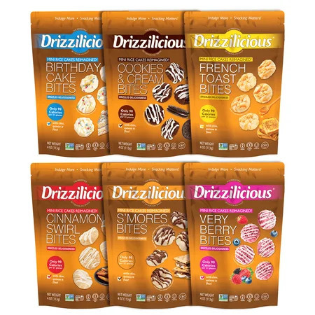 Drizzilicious Mini Rice Cakes Variety Pack, Assorted Rice Cake Snacks, Rice Crisps 6-Pack | Walmart (US)