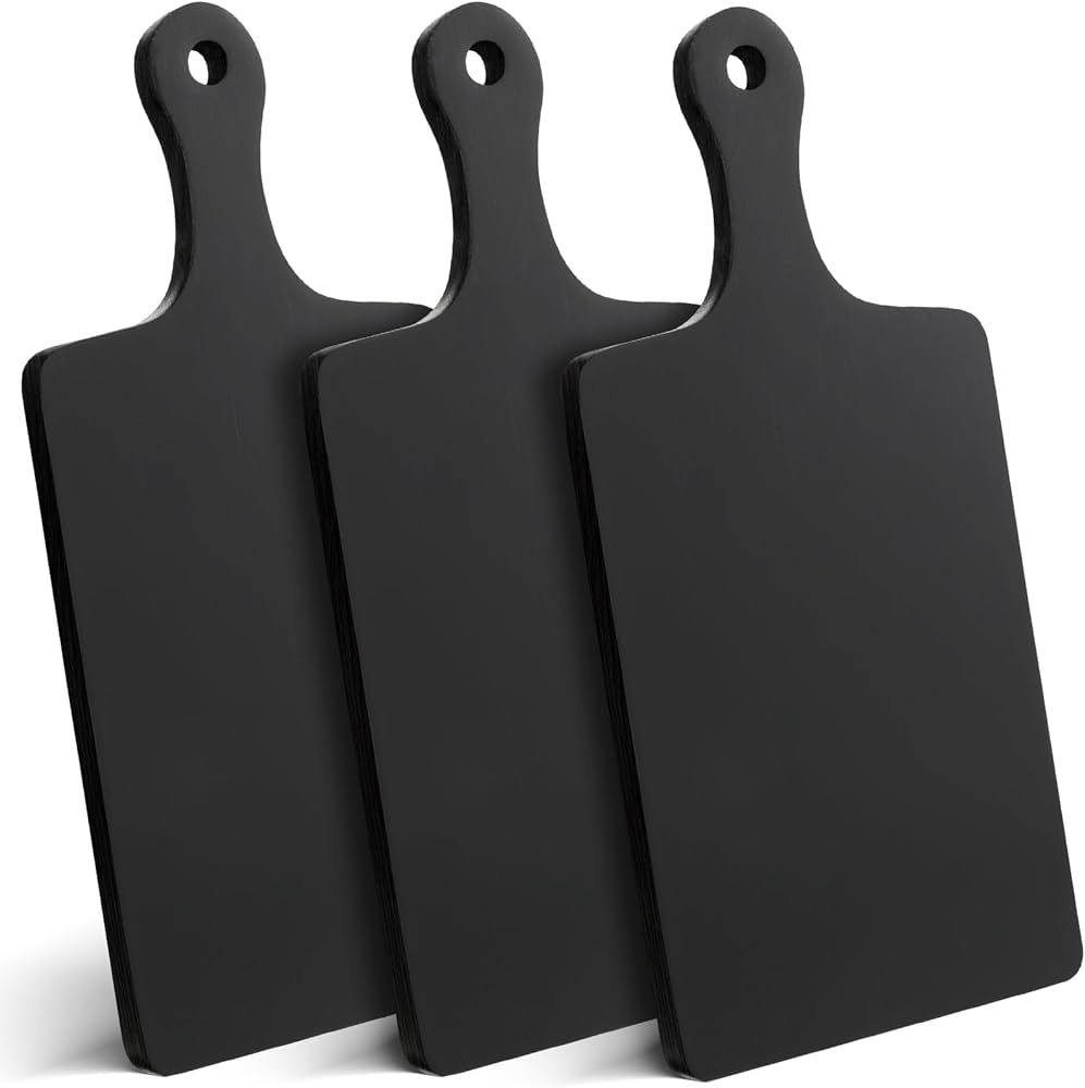 Geetery 3 Packs Black Wood Cutting Boards with Handle Bamboo Wooden Pizza Paddle Serving Boards T... | Amazon (US)