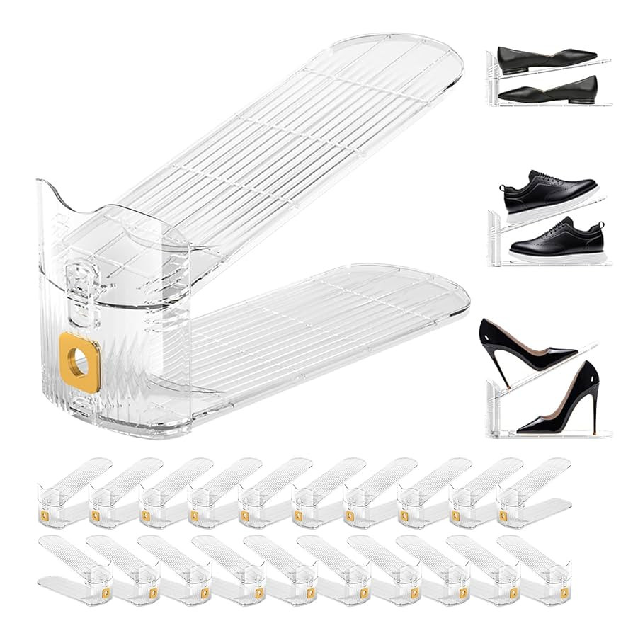 Clear Shoe Slot Organizers 20Pack Shoe Stacker Organizer for Closet Shoe Rack Space Saver Storage... | Amazon (US)