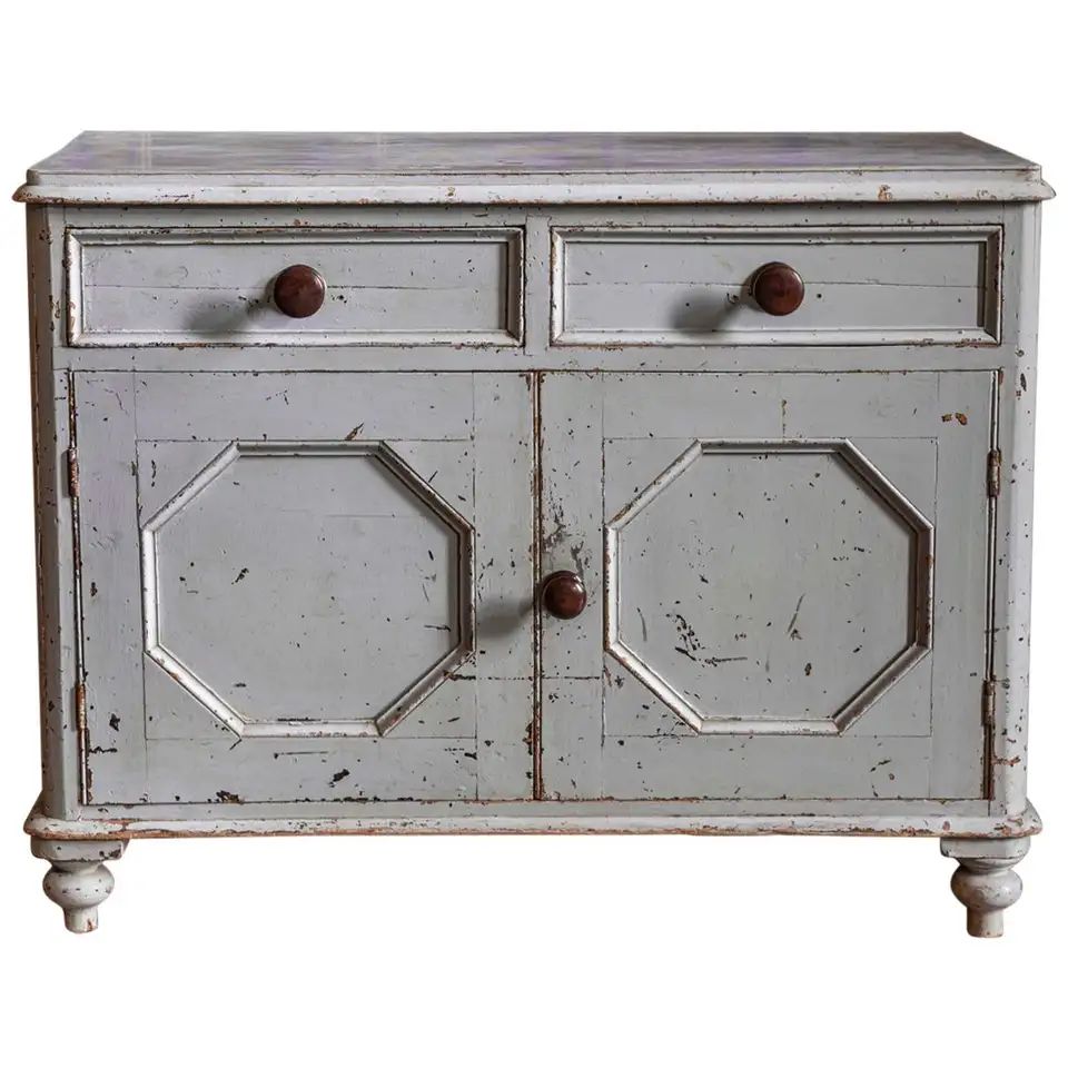 19th Century English Painted Pine Dresser Base / Cupboard | 1stDibs