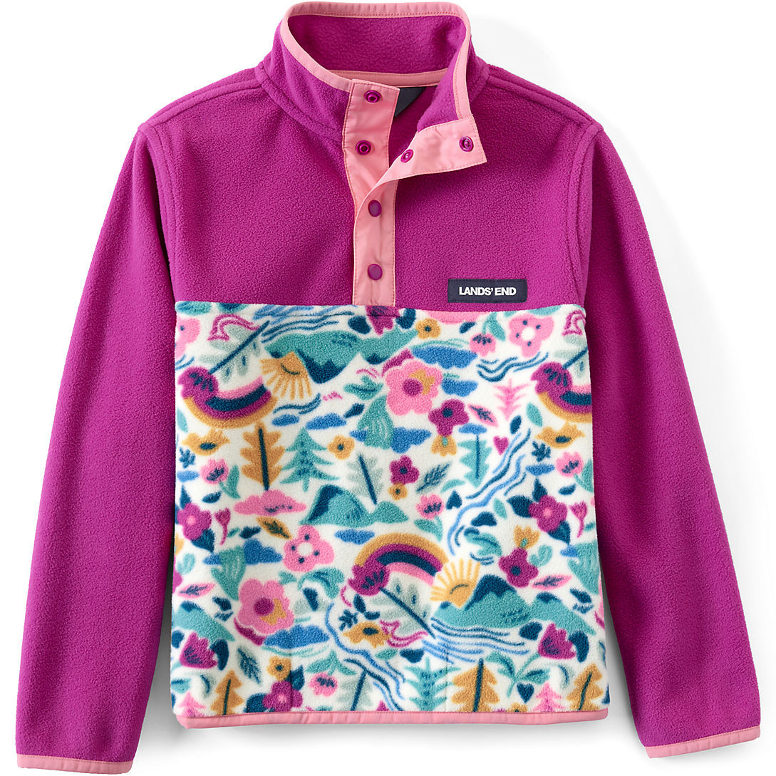 Kids Heritage Fleece Snap Neck Pullover | Lands' End (US)