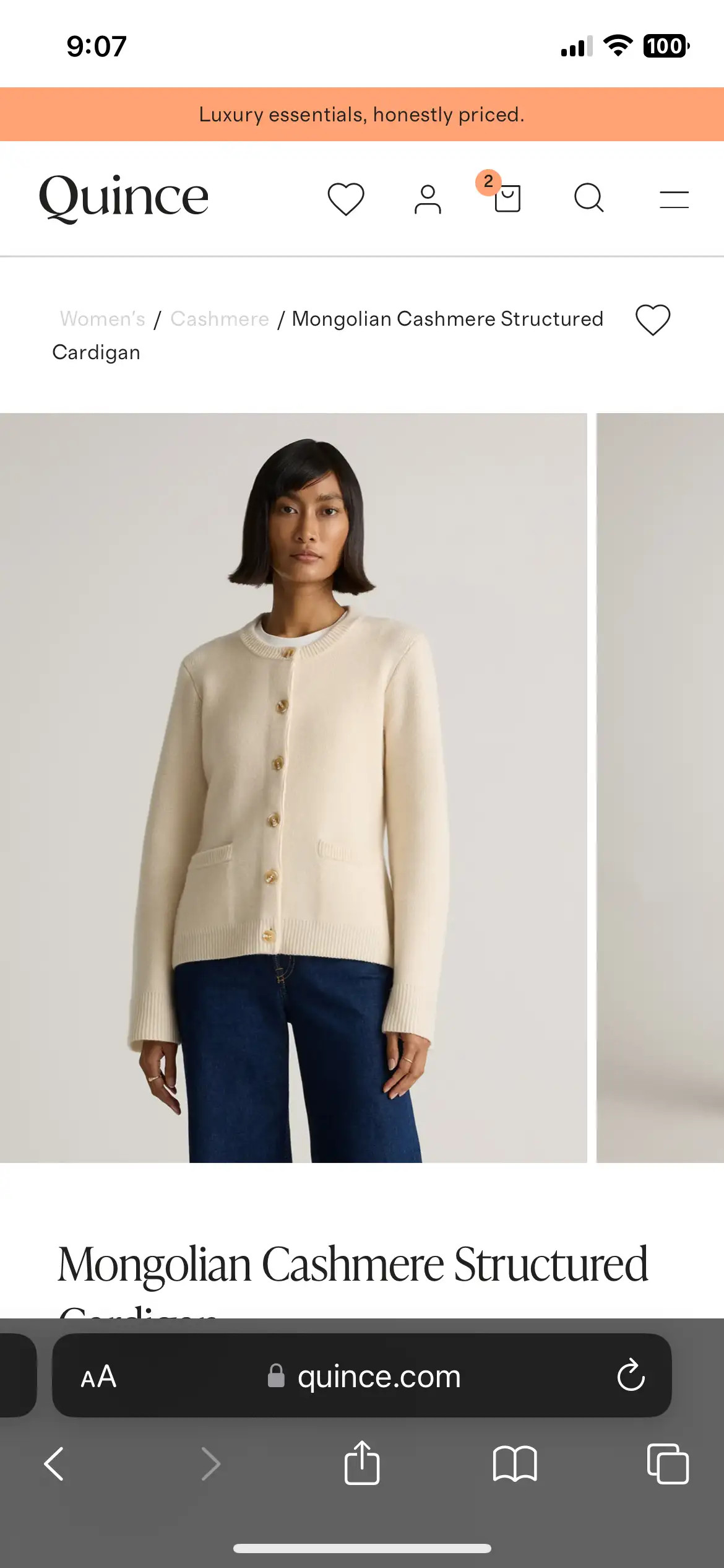 Mongolian Cashmere Structured Cardigan | Quince