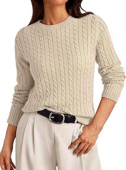 LILLUSORY Womens Lightweight Cable Knit Soft Business Casual Trendy Classic Pullover Sweaters Fal... | Amazon (US)