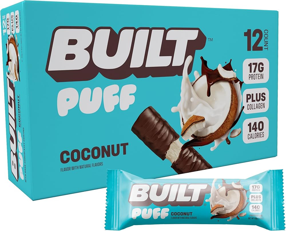 Built Bar, Puff Protein Bars, Coconut Puff, 17g Protein Snacks, On-The-Go Bars, Only 140 Calories... | Amazon (US)