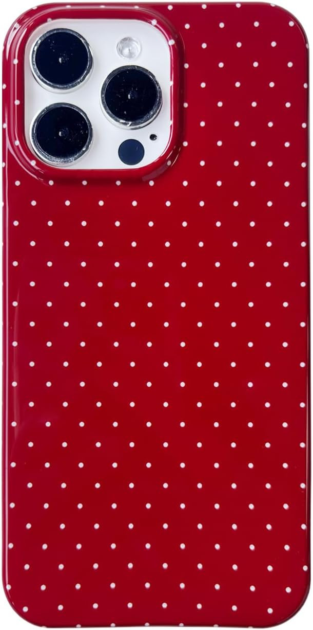 Vintage Red Polka Dot Phone Case for iPhone 16 Pro,Cute Retro Chic Trendy Boho Pattern Slim Soft ... | Amazon (US)