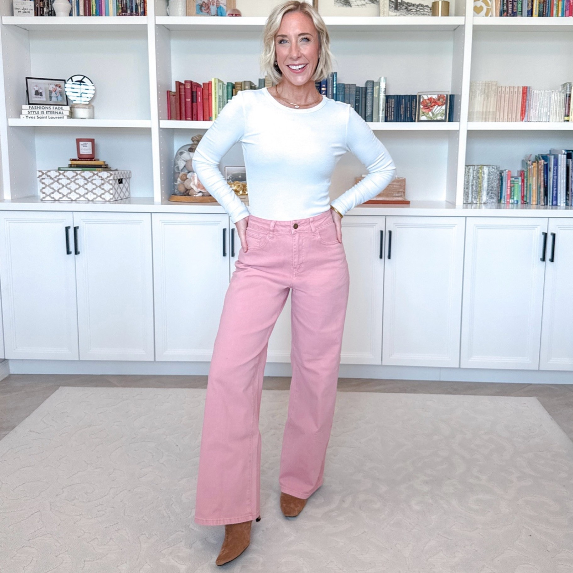 Amazon - fun fall finds. High Rise Wide Leg Jeans - size 2. 8 colors. * White Long Sleeve T-Shirt - size small.

#LTKSeasonal #LTKOver40 #LTKPetite