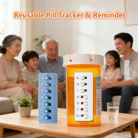 Medication Schedule Tracker​ Reusable Color-Coded Pill Organizer, Attaches to Bottles, Pill Reminder System, Portable Health Aid | AliExpress (US)