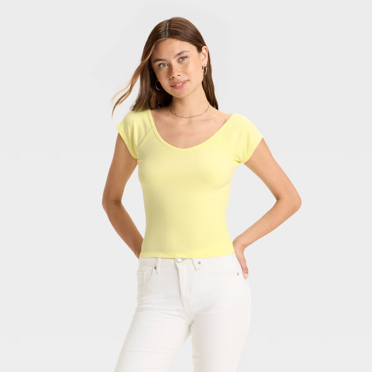 Women's Short Sleeve Double V-Neck Ribbed T-Shirt - Wild Fable™ | Target